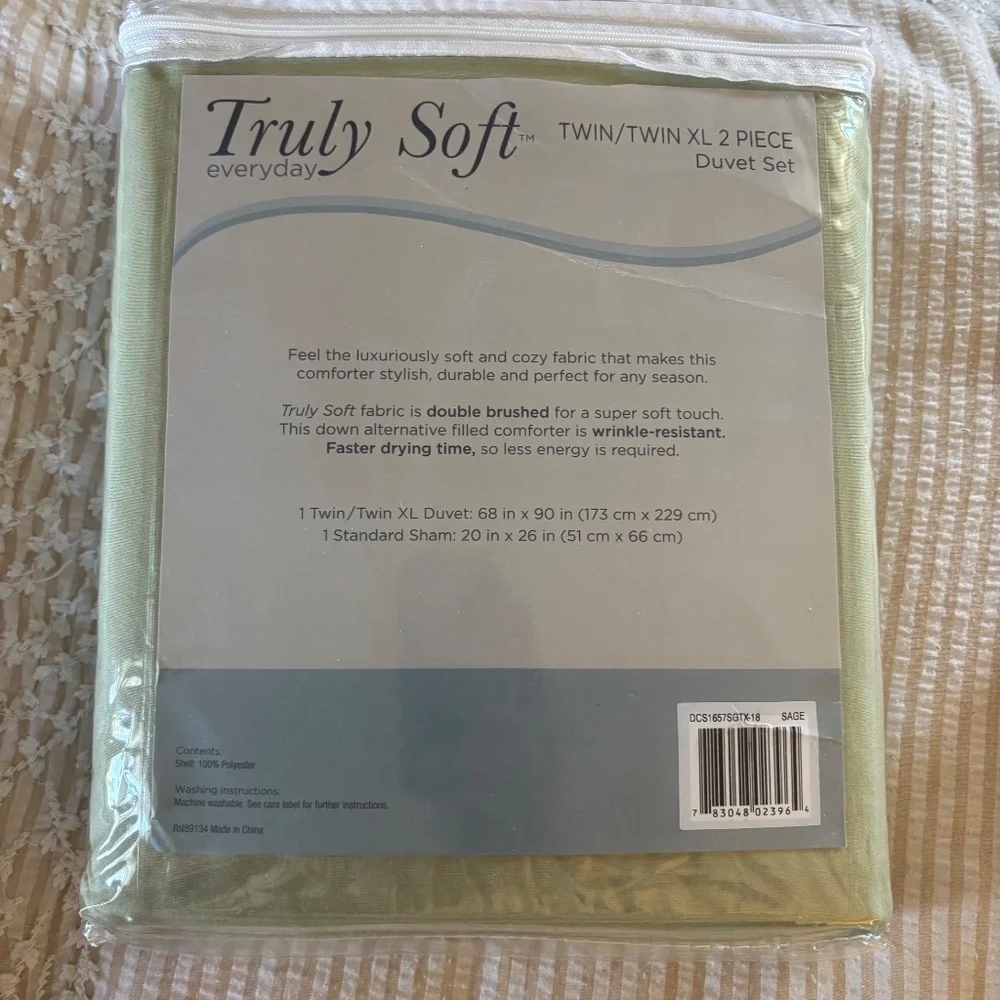 Truly Soft Twin Sage Green Duvet Cover Set
